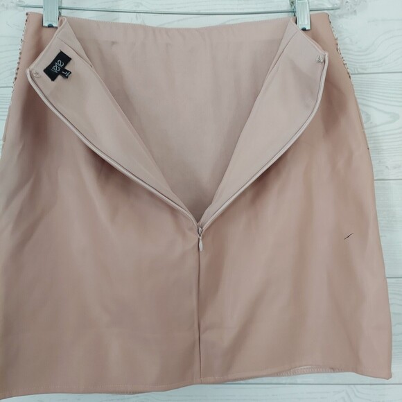 VERTE Embroidered Mini Skirt Pleather Faux Leather Pink Boho Chic Large - Picture 7 of 11